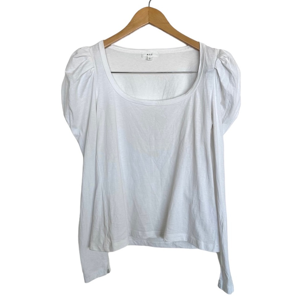 A.L.C. Sewell Puff-Sleeve Scoop-Neck Long Sleeve Tee Top